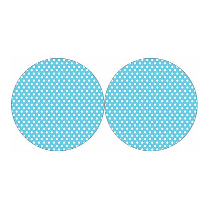Cyan And White Polka Dot Pattern Print Car Coasters