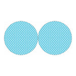 Cyan And White Polka Dot Pattern Print Car Coasters