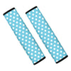 Cyan And White Polka Dot Pattern Print Car Seat Belt Covers