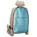 Cyan And White Polka Dot Pattern Print Car Seat Organizers