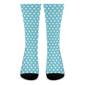 Cyan And White Polka Dot Pattern Print Crew Socks