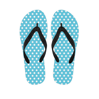 Cyan And White Polka Dot Pattern Print Flip Flops