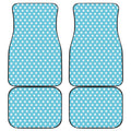 Cyan And White Polka Dot Pattern Print Front and Back Car Floor Mats