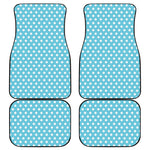 Cyan And White Polka Dot Pattern Print Front and Back Car Floor Mats