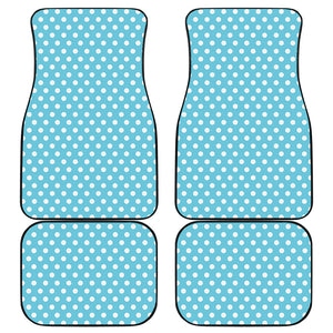 Cyan And White Polka Dot Pattern Print Front and Back Car Floor Mats