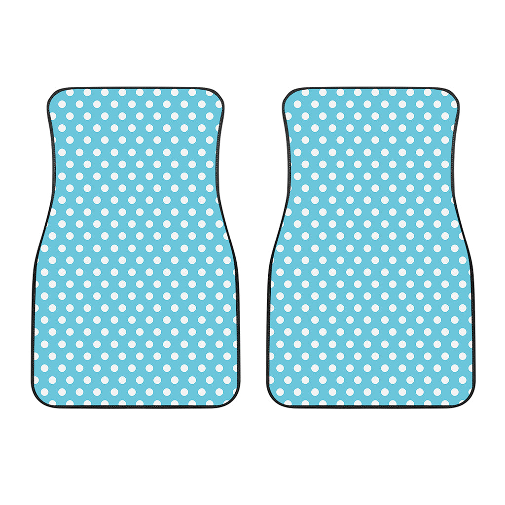 Cyan And White Polka Dot Pattern Print Front Car Floor Mats