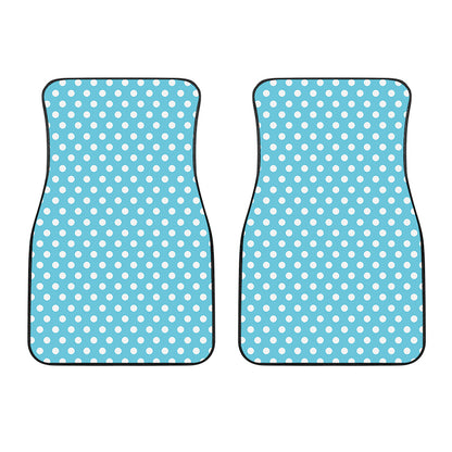 Cyan And White Polka Dot Pattern Print Front Car Floor Mats