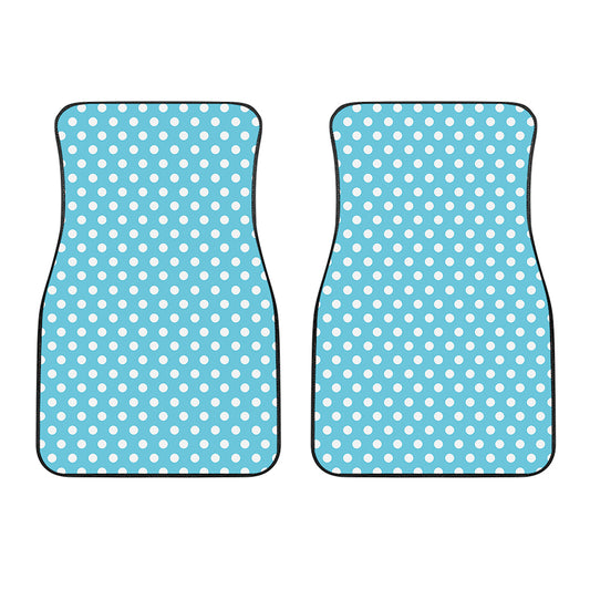 Cyan And White Polka Dot Pattern Print Front Car Floor Mats
