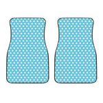 Cyan And White Polka Dot Pattern Print Front Car Floor Mats