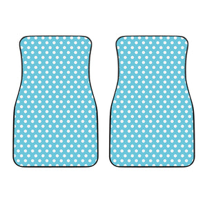 Cyan And White Polka Dot Pattern Print Front Car Floor Mats