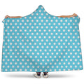 Cyan And White Polka Dot Pattern Print Hooded Blanket