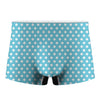 Cyan And White Polka Dot Pattern Print Men's Boxer Briefs