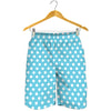 Cyan And White Polka Dot Pattern Print Men's Shorts