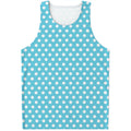 Cyan And White Polka Dot Pattern Print Men's Tank Top