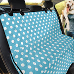 Cyan And White Polka Dot Pattern Print Pet Car Back Seat Cover