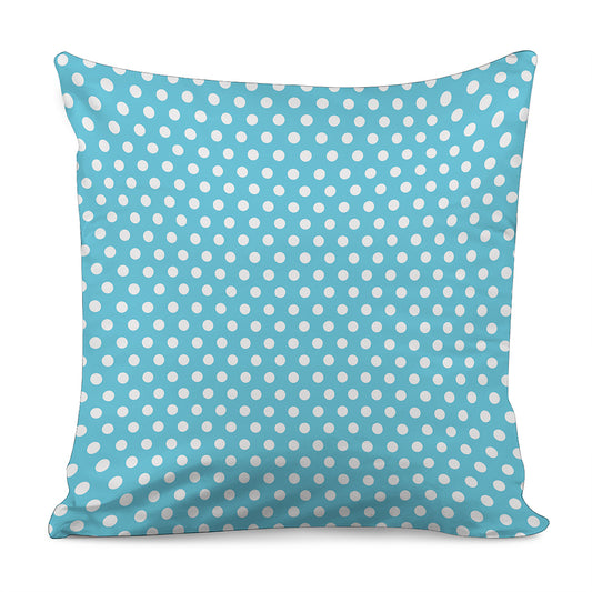 Cyan And White Polka Dot Pattern Print Pillow Cover