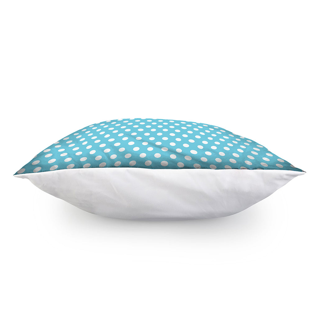 Cyan And White Polka Dot Pattern Print Pillow Cover