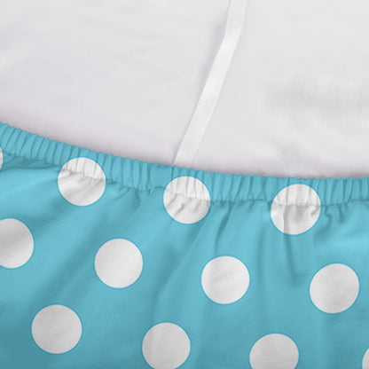 Cyan And White Polka Dot Pattern Print Sofa Cover