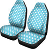 Cyan And White Polka Dot Pattern Print Universal Fit Car Seat Covers