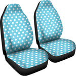 Cyan And White Polka Dot Pattern Print Universal Fit Car Seat Covers