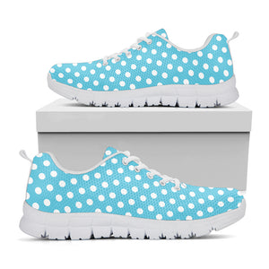 Cyan And White Polka Dot Pattern Print White Sneakers