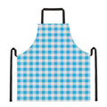 Cyan Blue And White Gingham Print Apron