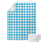 Cyan Blue And White Gingham Print Blanket