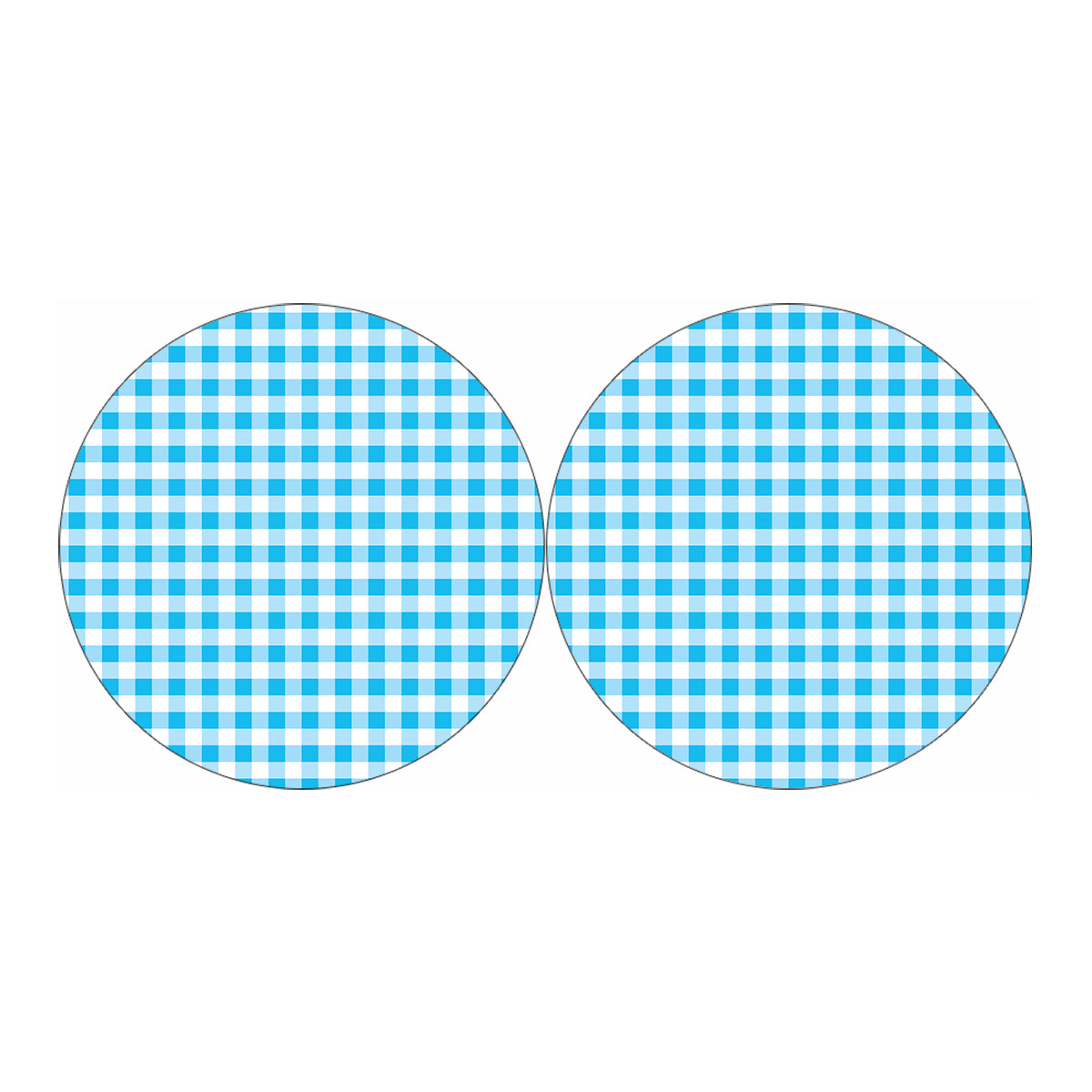 Cyan Blue And White Gingham Print Car Coasters