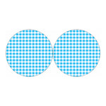 Cyan Blue And White Gingham Print Car Coasters