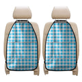 Cyan Blue And White Gingham Print Car Seat Organizers