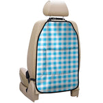 Cyan Blue And White Gingham Print Car Seat Organizers