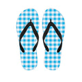 Cyan Blue And White Gingham Print Flip Flops