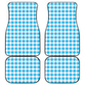 Cyan Blue And White Gingham Print Front and Back Car Floor Mats