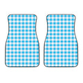 Cyan Blue And White Gingham Print Front Car Floor Mats