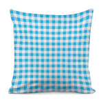Cyan Blue And White Gingham Print Pillow Cover