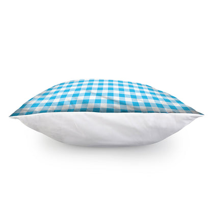 Cyan Blue And White Gingham Print Pillow Cover