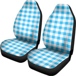 Cyan Blue And White Gingham Print Universal Fit Car Seat Covers