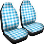 Cyan Blue And White Gingham Print Universal Fit Car Seat Covers