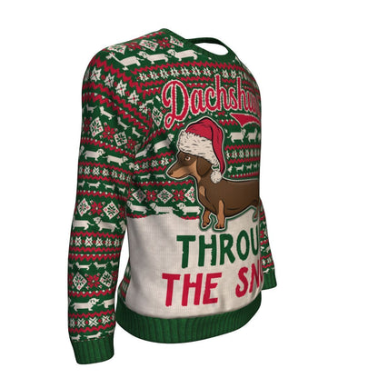 Dachshund Through The Snow Ugly Christmas Unisex Crewneck Sweatshirt GearFrost