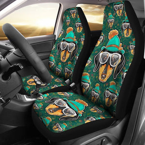 Dachshund With Glasses Universal Fit Car Seat Covers GearFrost