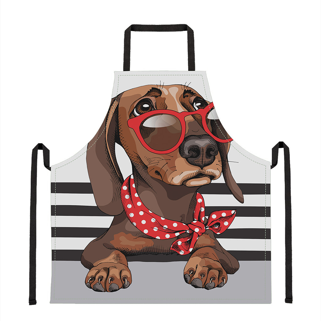 Dachshund With Red Sunglasses Print Apron