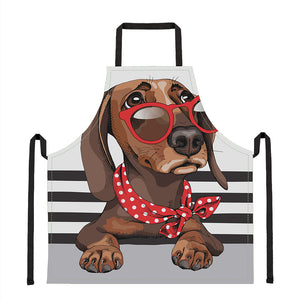 Dachshund With Red Sunglasses Print Apron