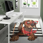 Dachshund With Red Sunglasses Print Area Rug