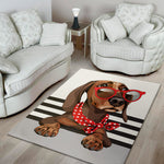 Dachshund With Red Sunglasses Print Area Rug