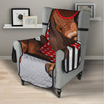 Dachshund With Red Sunglasses Print Armchair Protector