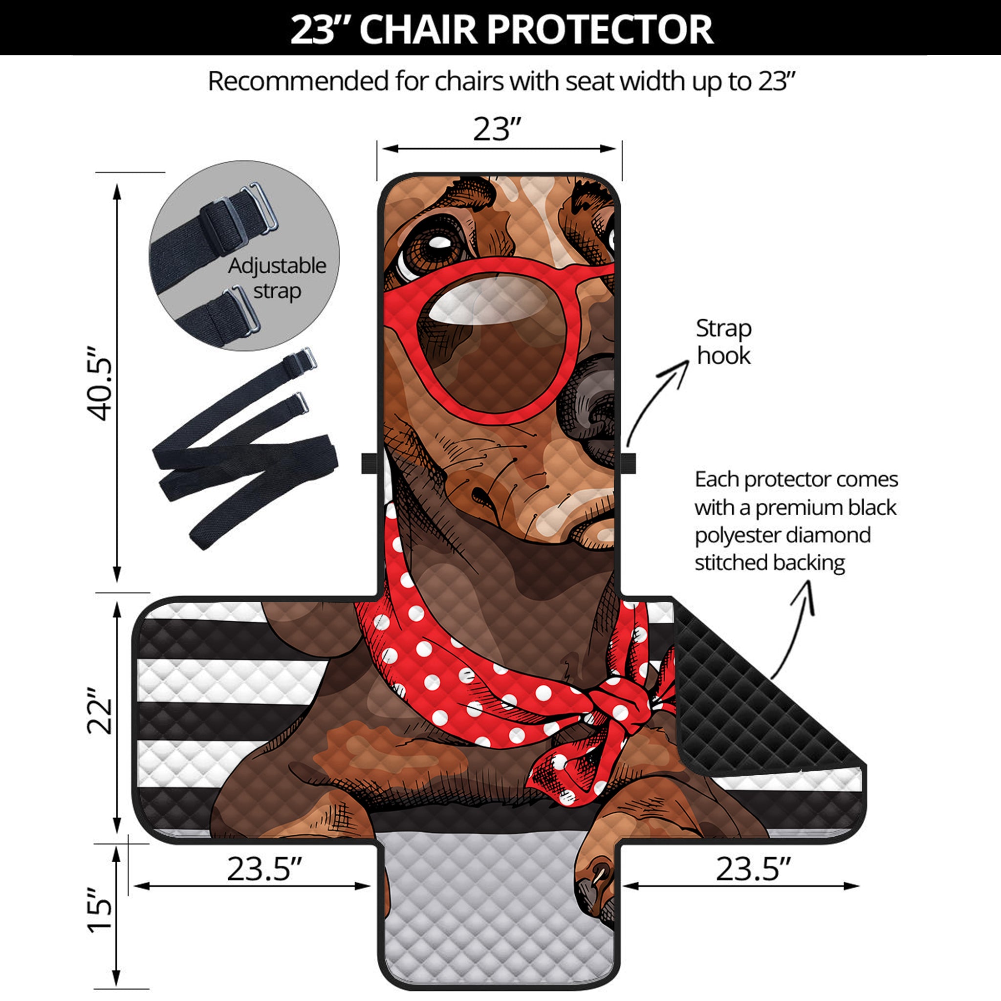 Dachshund With Red Sunglasses Print Armchair Protector