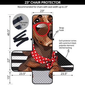 Dachshund With Red Sunglasses Print Armchair Protector