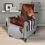 Dachshund With Red Sunglasses Print Armchair Protector