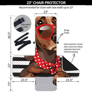 Dachshund With Red Sunglasses Print Armchair Protector