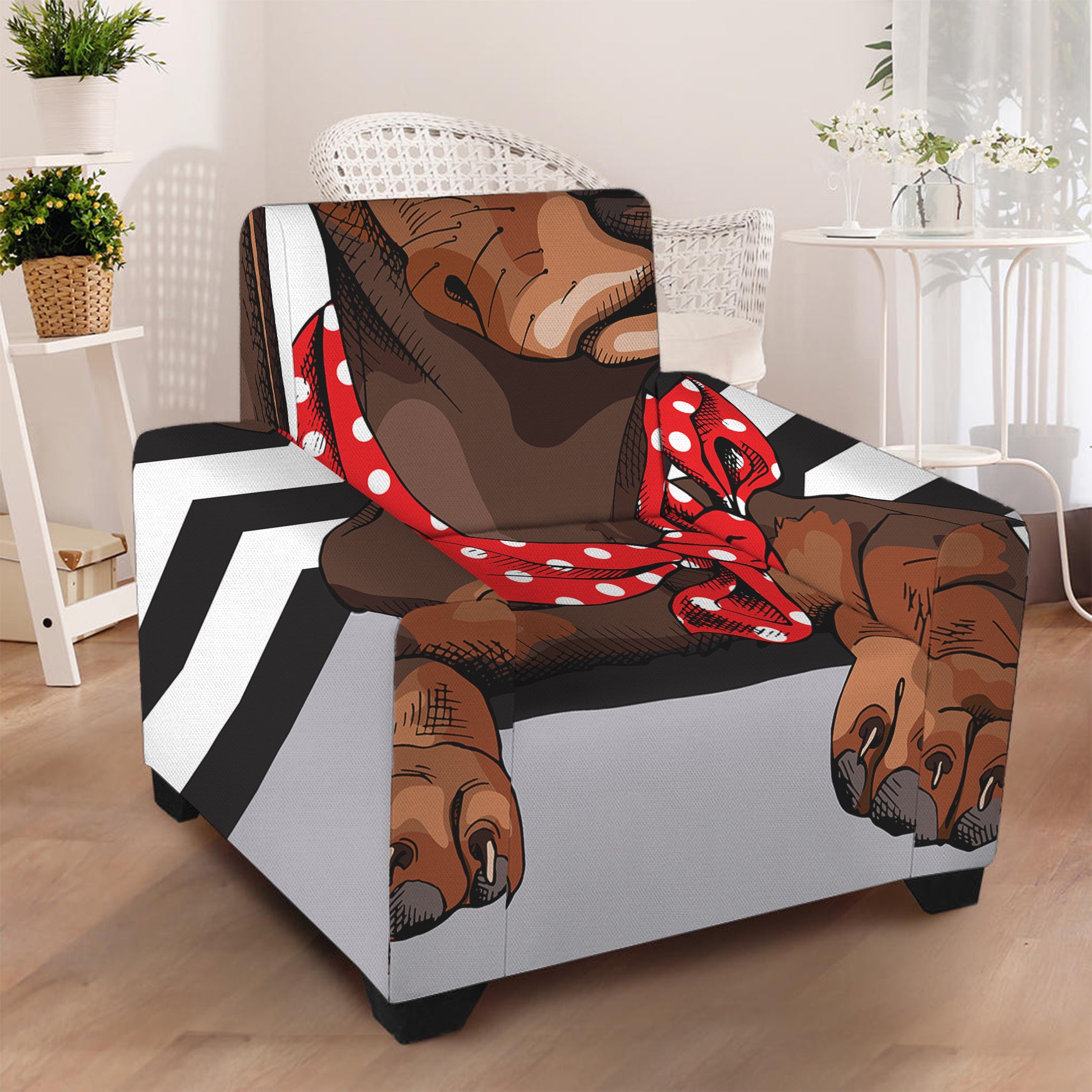 Dachshund With Red Sunglasses Print Armchair Slipcover